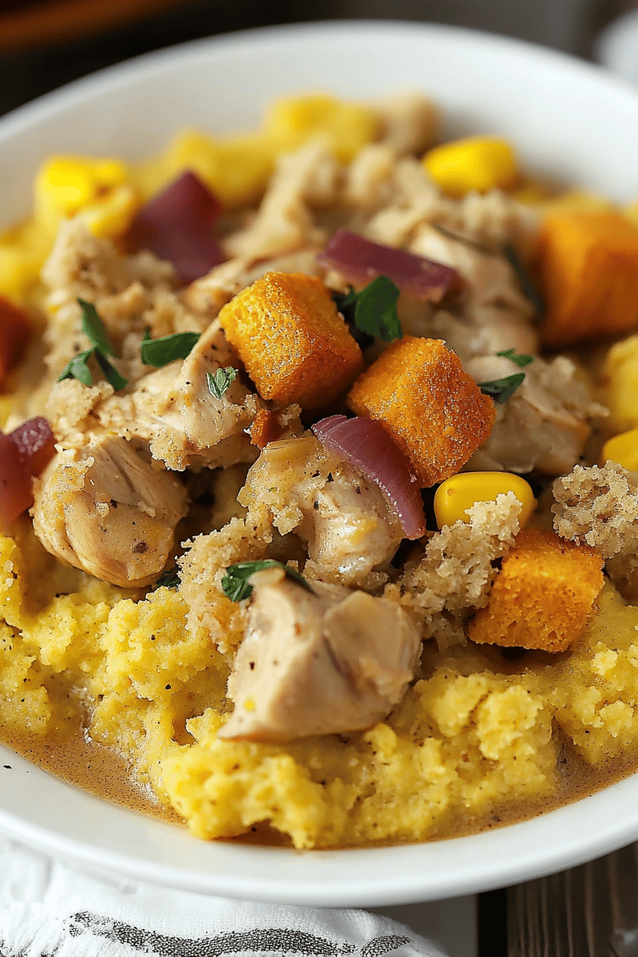 chicken casserole with stuffing final dish beautifully presented and ready to serve