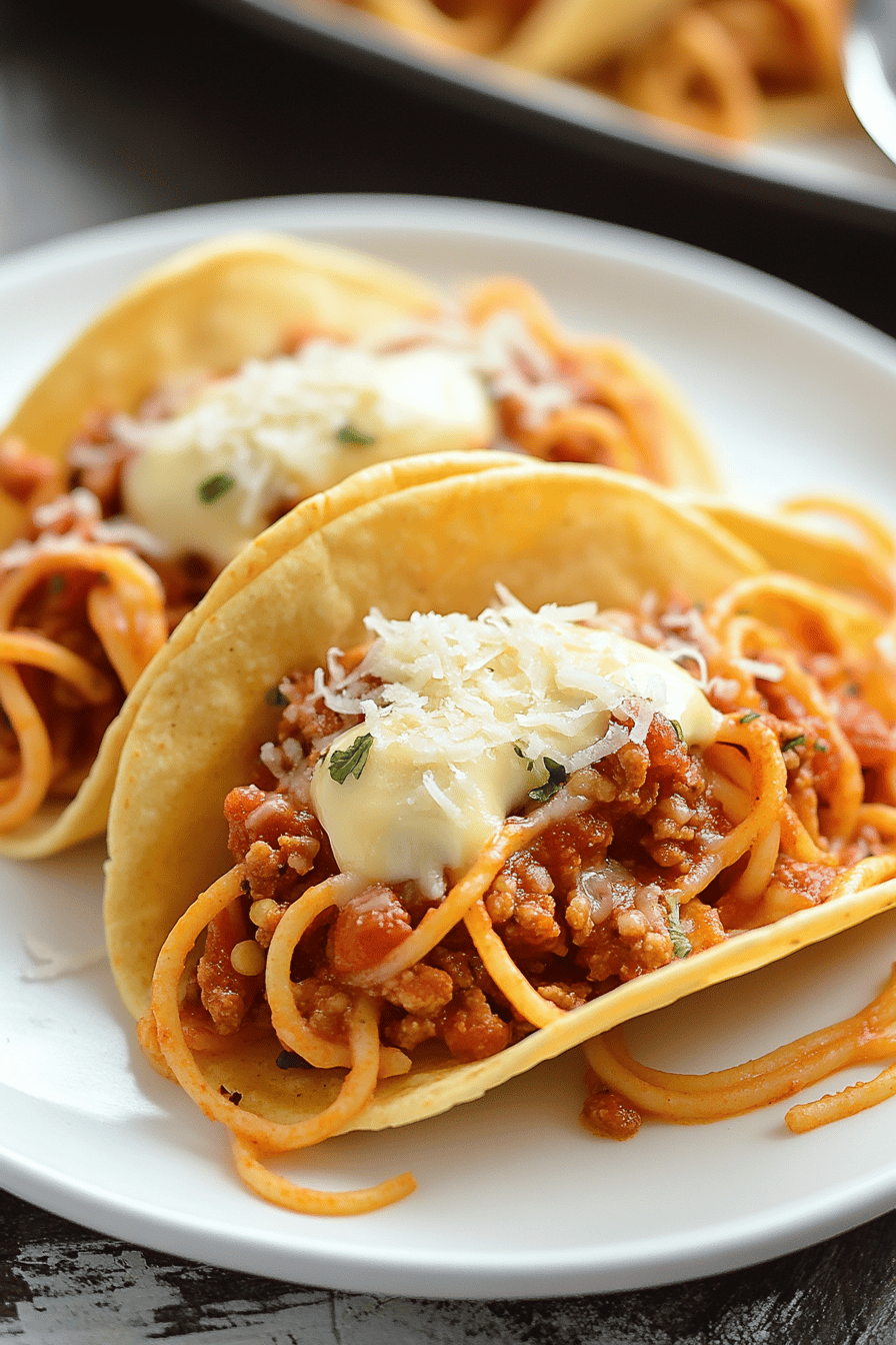 spaghetti tacos slice on plate showing perfect texture and swirl pattern