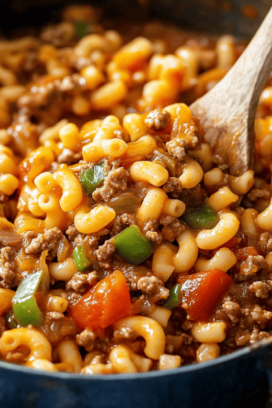American Chop Suey final dish beautifully presented and ready to serve