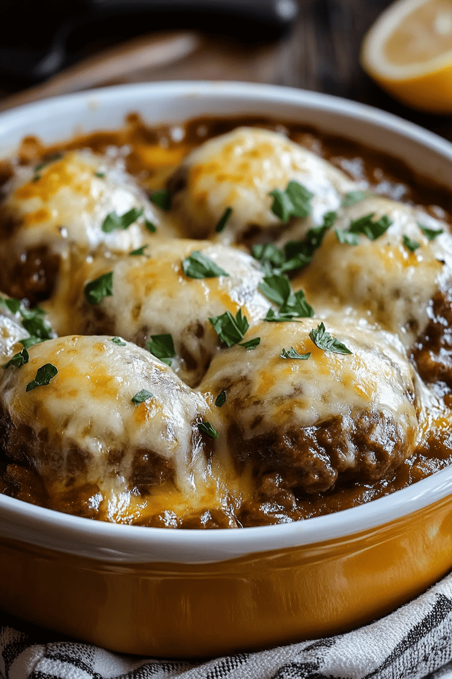 Amish Hamburger Steak Bake final dish beautifully presented and ready to serve