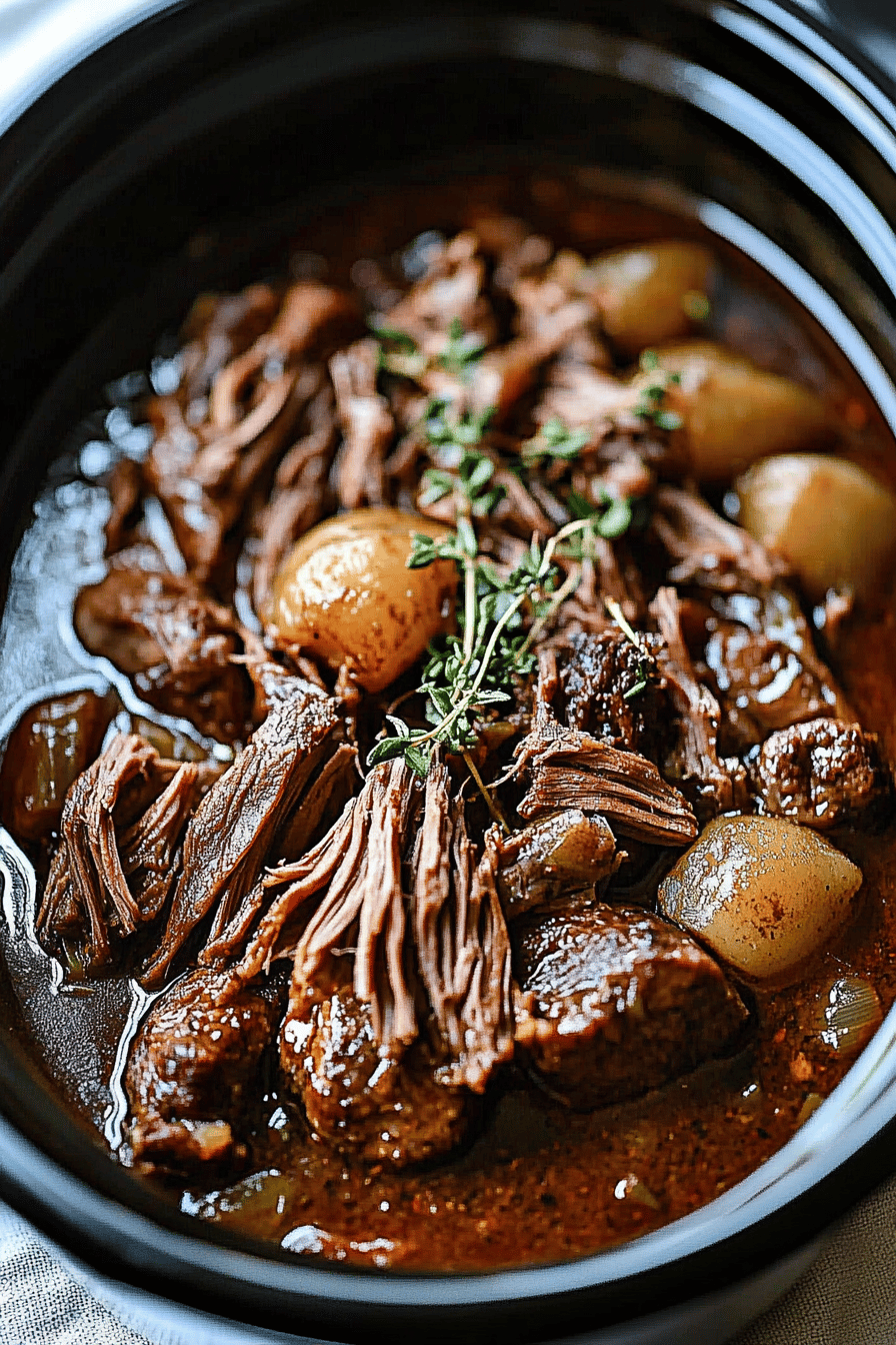 Amish Pot Roast ingredients organized and measured on kitchen counter