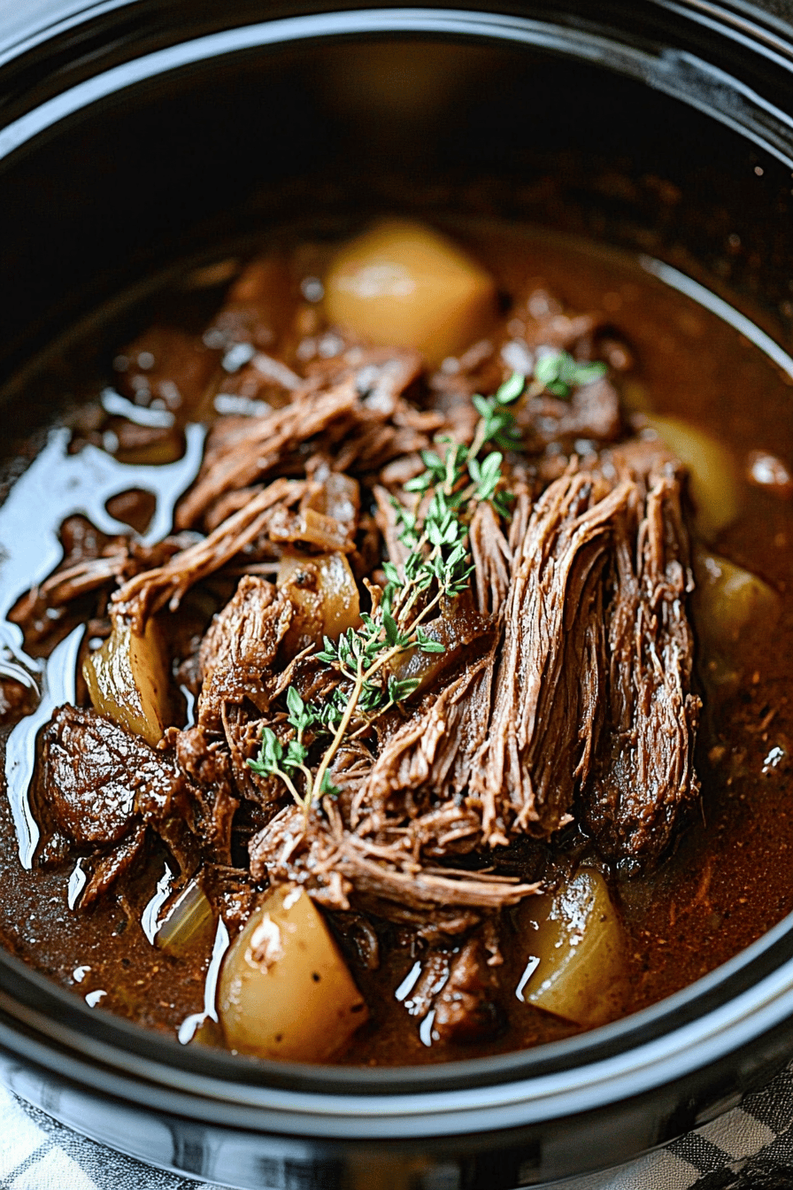 Amish Pot Roast final dish beautifully presented and ready to serve