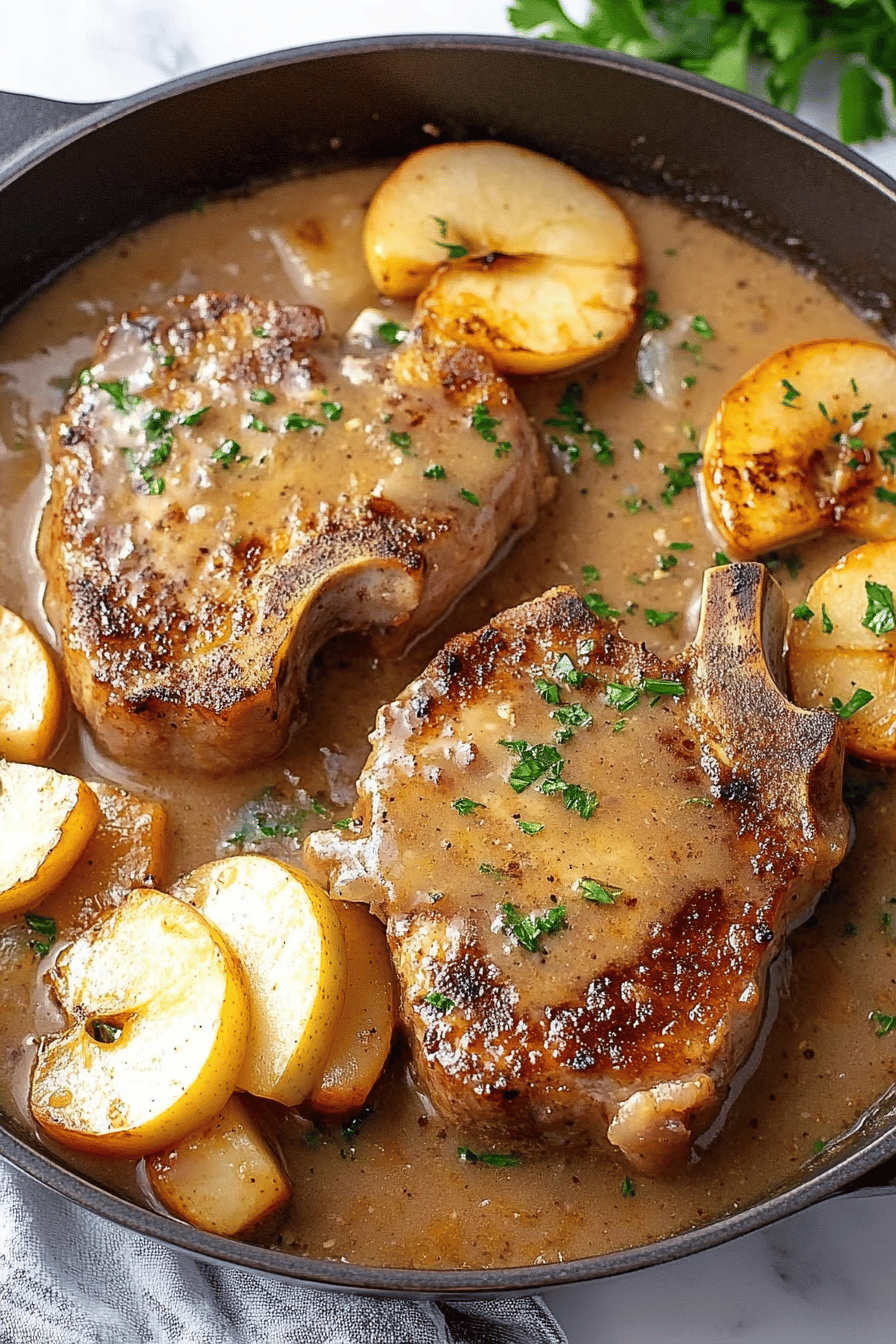 Apple Pork Chops final dish beautifully presented and ready to serve