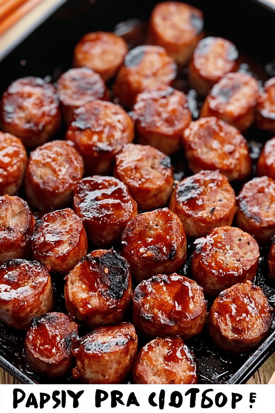 BBQ sausage bites ingredients organized and measured on kitchen counter