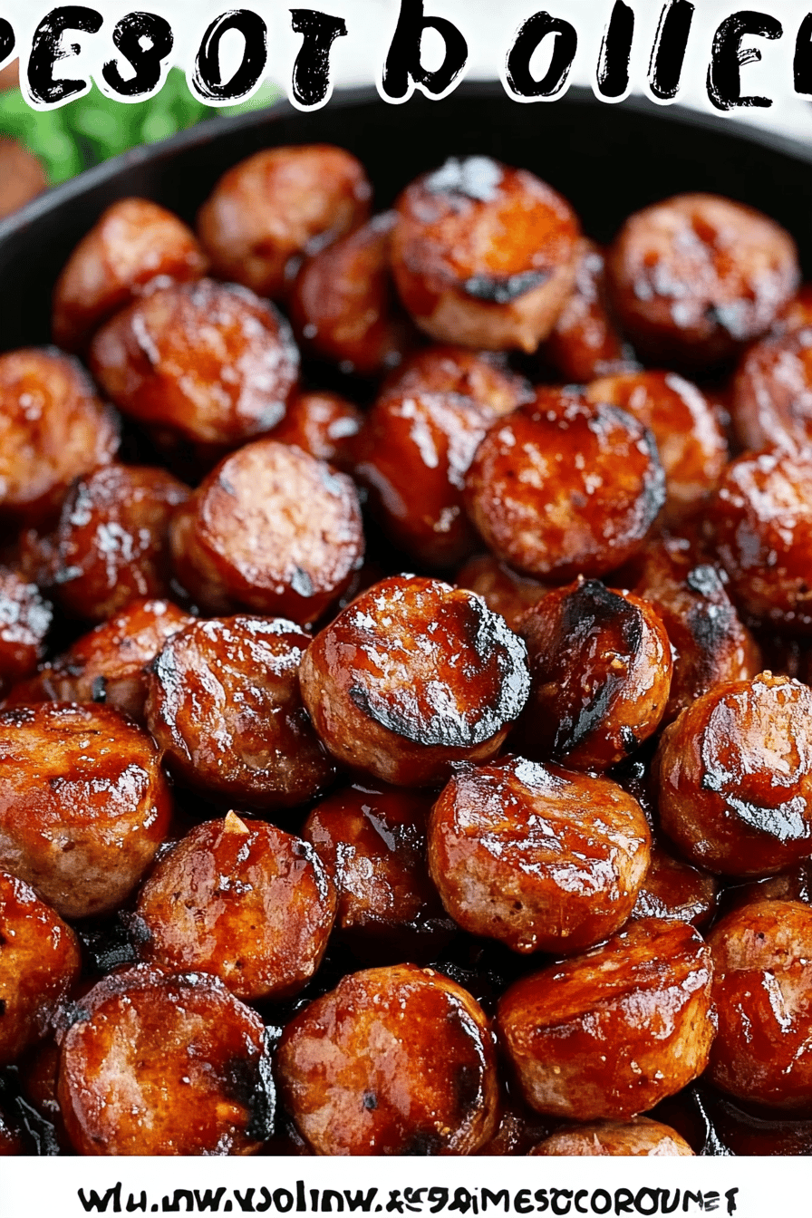 BBQ sausage bites slice on plate showing perfect texture and swirl pattern