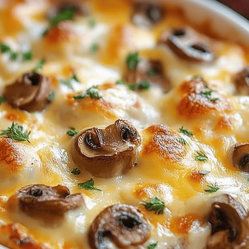 Baked Cheesy Mushrooms Casserole