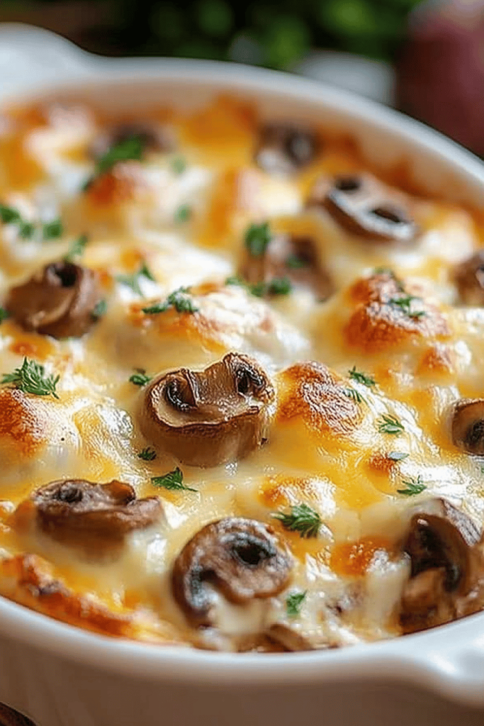 Baked Cheesy Mushrooms Casserole