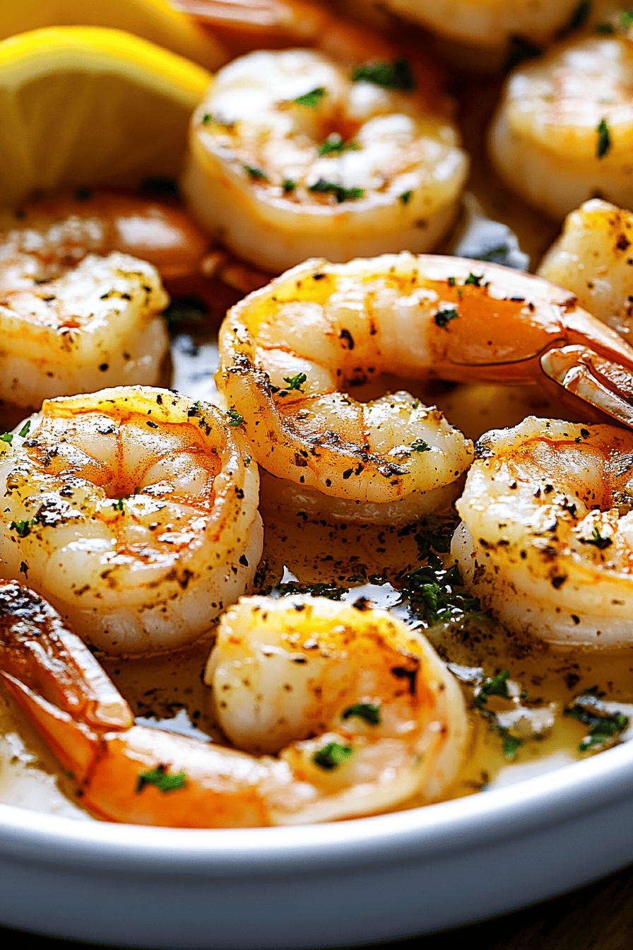 Baked Shrimp Lemon Butter ingredients organized and measured on kitchen counter