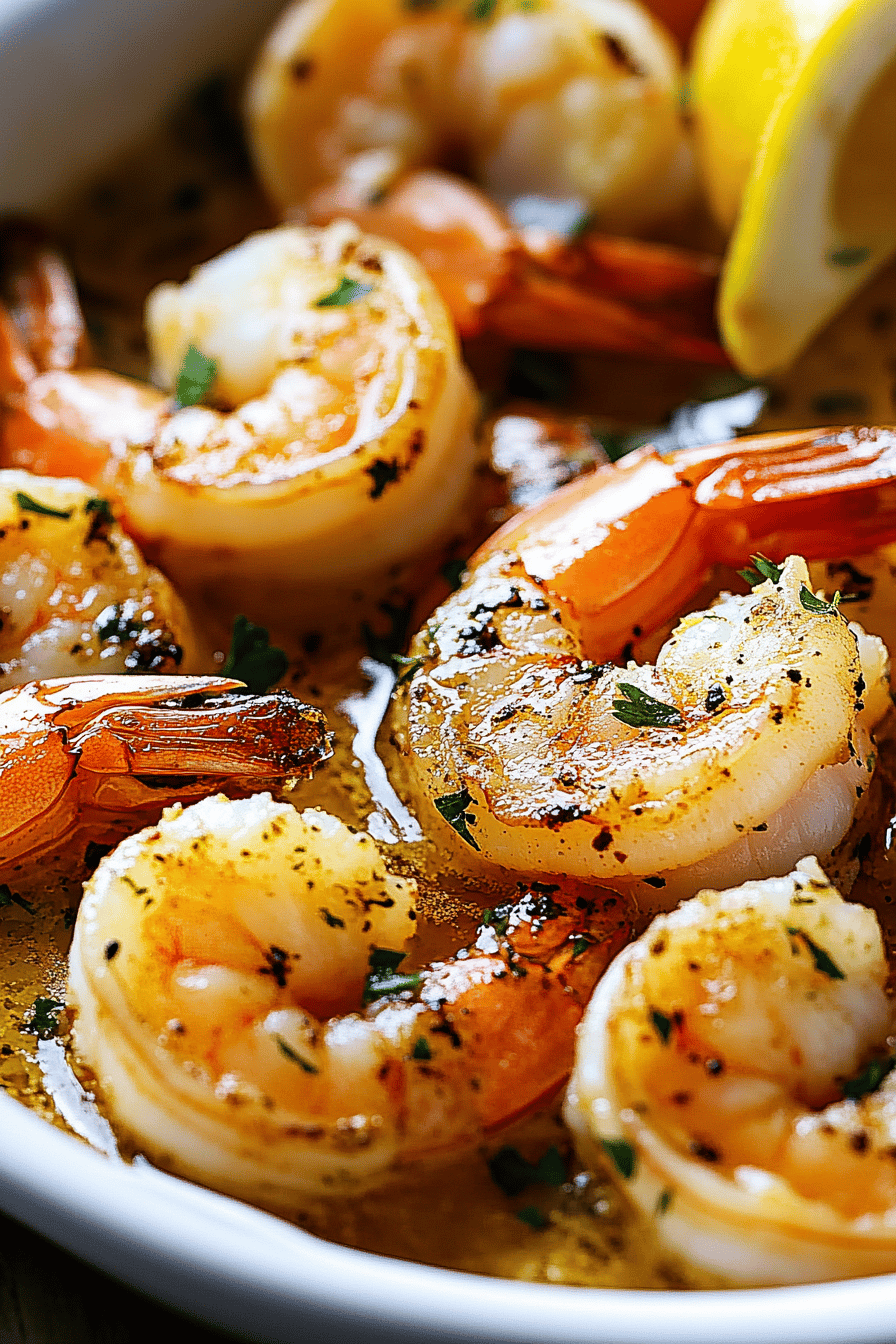 Baked Shrimp Lemon Butter final dish beautifully presented and ready to serve