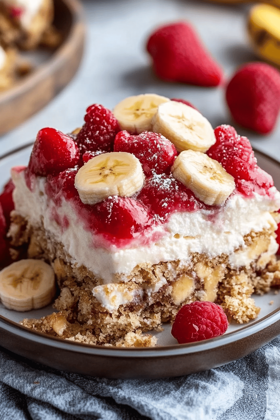Banana Split Dump Cake Recipe ingredients organized and measured on kitchen counter