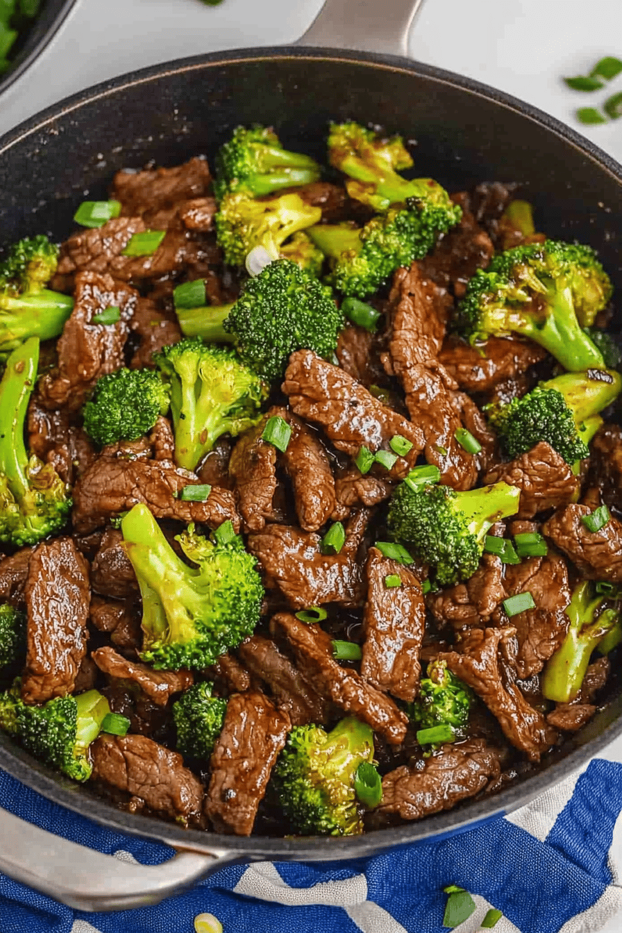 Beef Broccoli Stir-Fry slice on plate showing perfect texture and swirl pattern