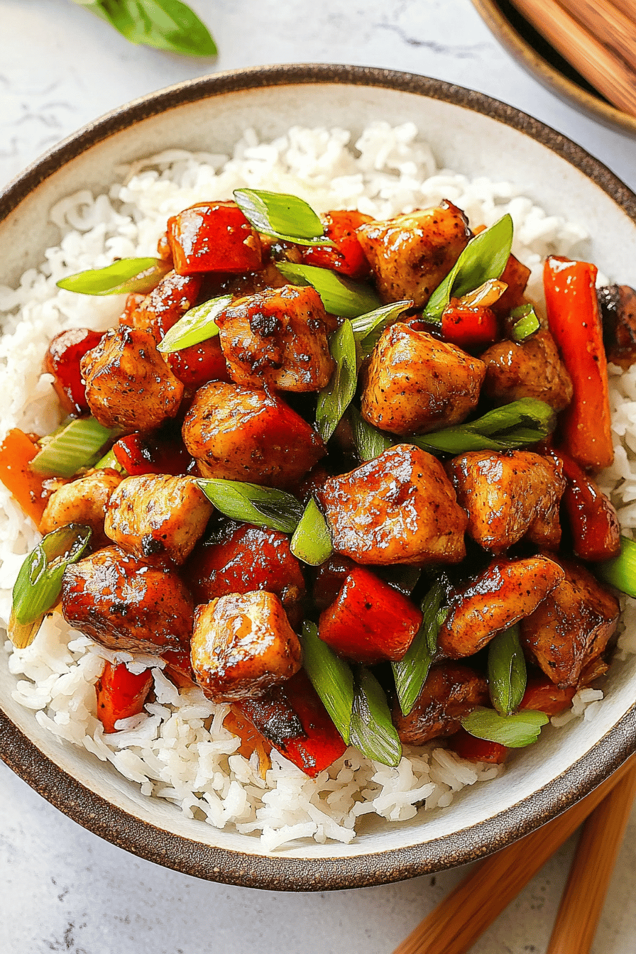 Black Pepper Chicken Stir-Fry final dish beautifully presented and ready to serve