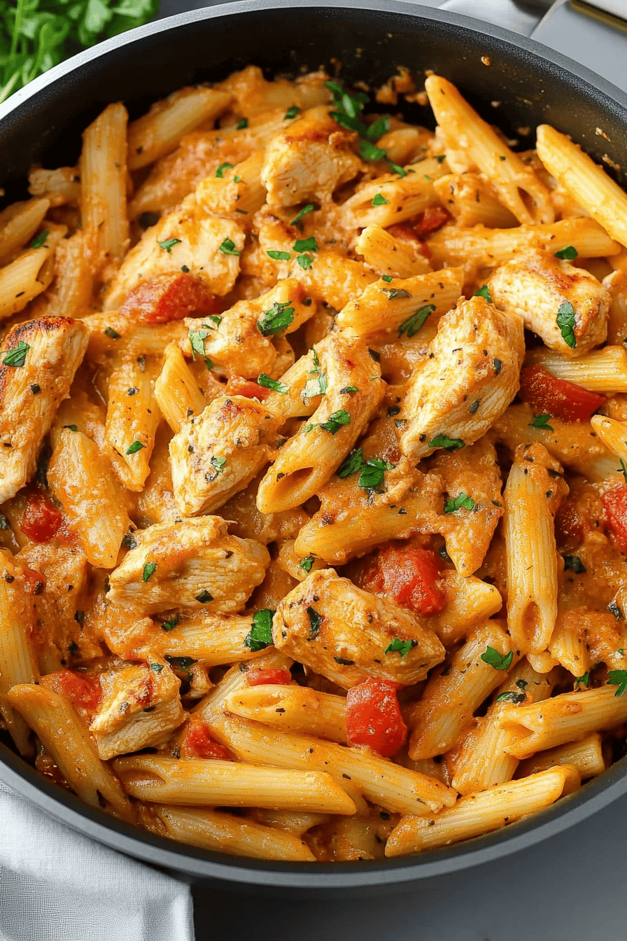 Cajun Chicken Pasta final dish beautifully presented and ready to serve