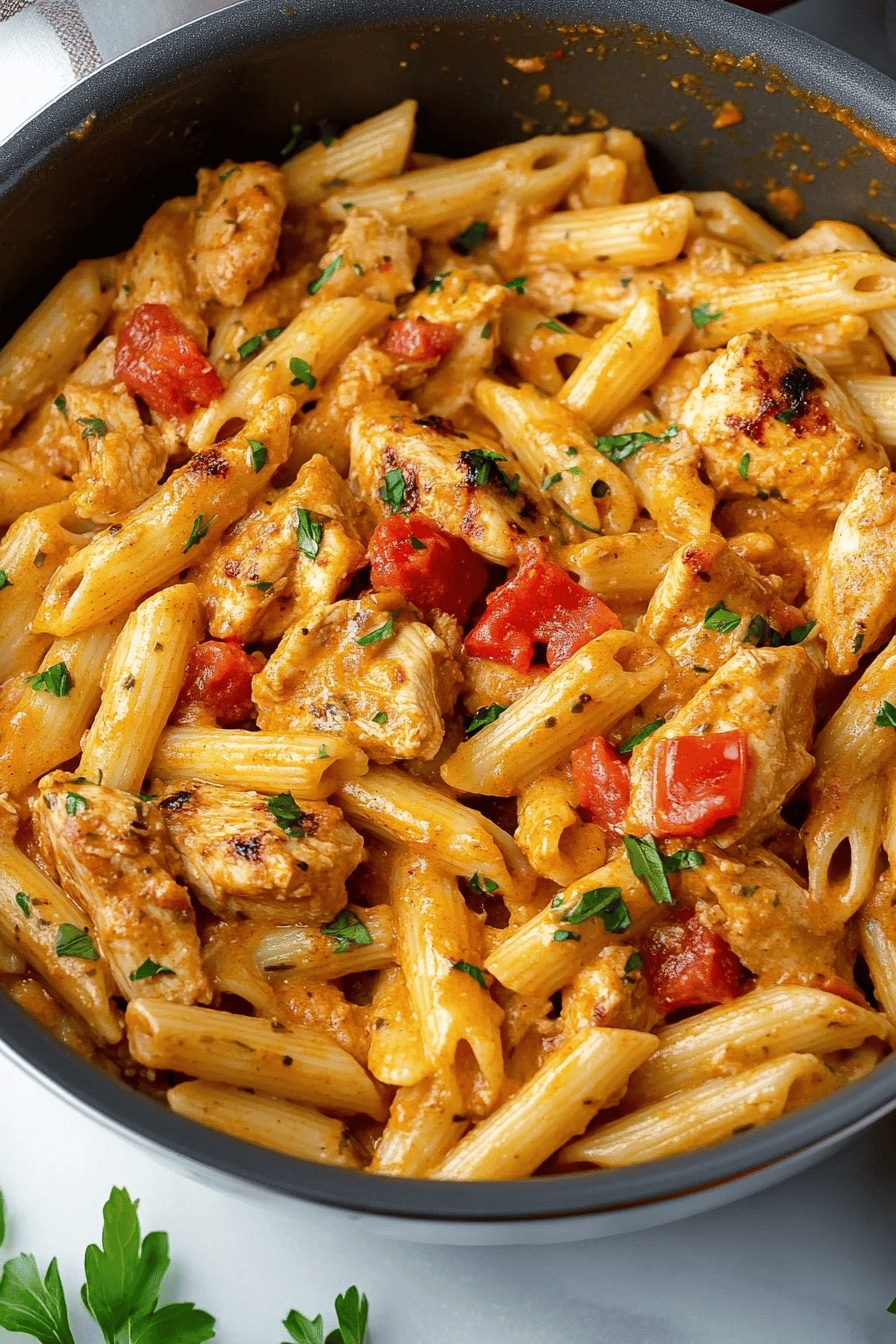 Cajun Chicken Pasta slice on plate showing perfect texture and swirl pattern