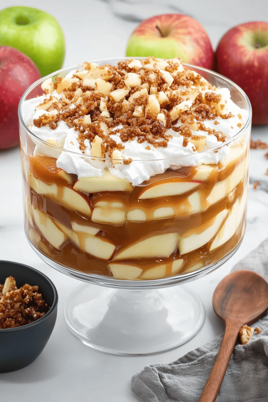 Caramel Apple Trifle Recipe ingredients organized and measured on kitchen counter