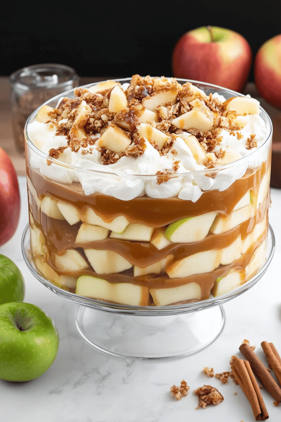 Caramel Apple Trifle Recipe final dish beautifully presented and ready to serve