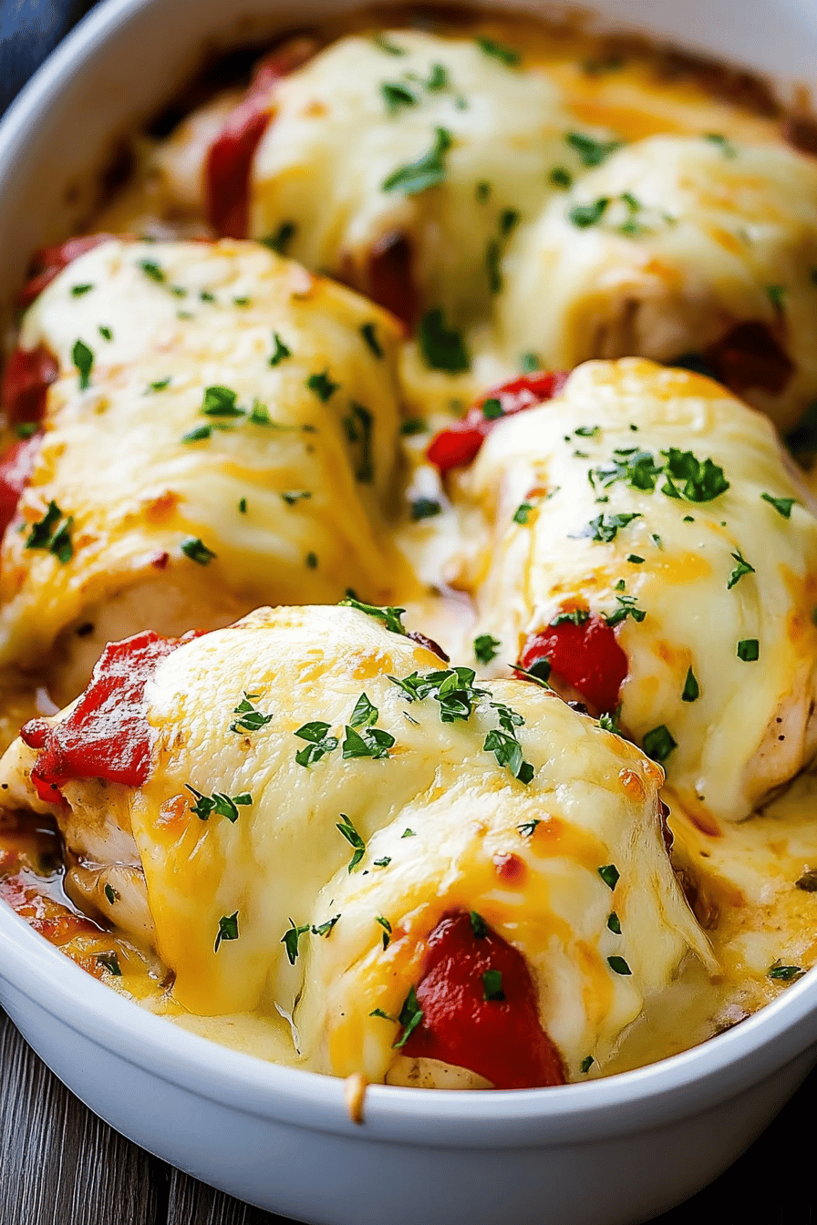 Cheesy Baked Chicken final dish beautifully presented and ready to serve