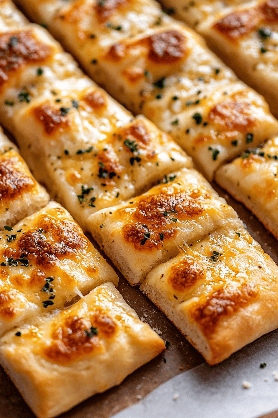 Cheesy Garlic Breadsticks ingredients organized and measured on kitchen counter
