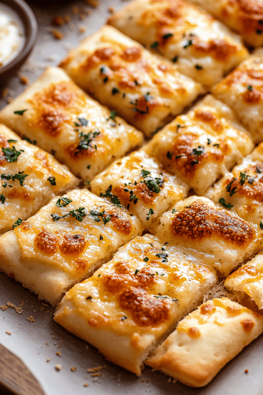 Cheesy Garlic Breadsticks final dish beautifully presented and ready to serve