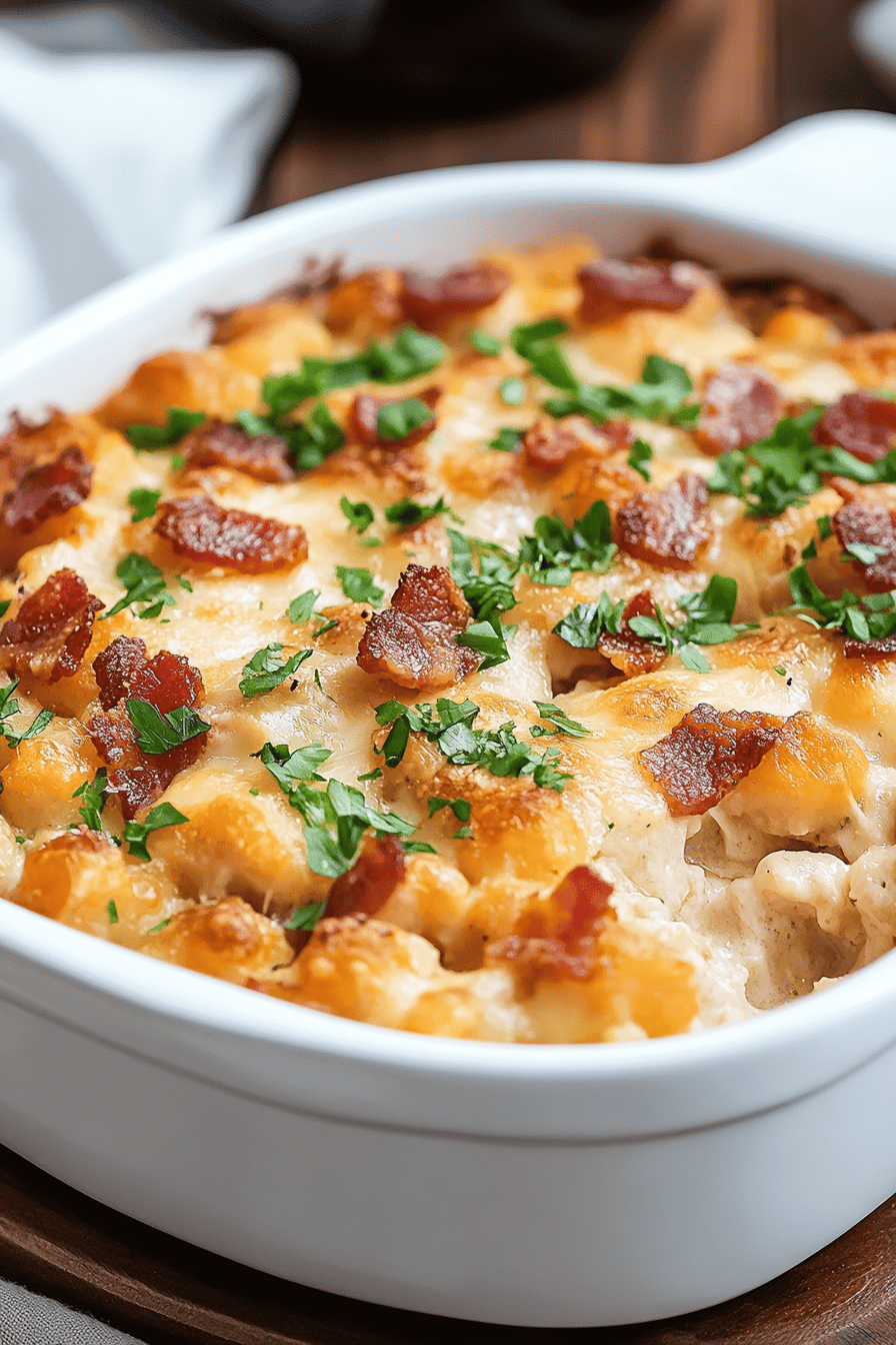 Chicken Bacon Ranch Casserole slice on plate showing perfect texture and swirl pattern