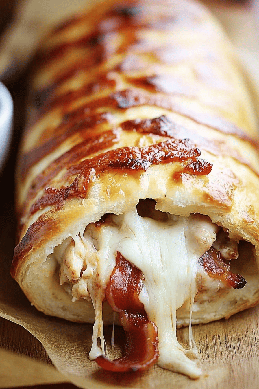 Chicken Bacon Ranch Stromboli final dish beautifully presented and ready to serve