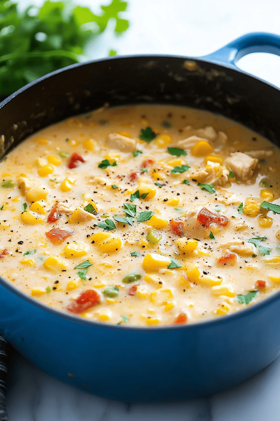Chicken Corn Chowder ingredients organized and measured on kitchen counter