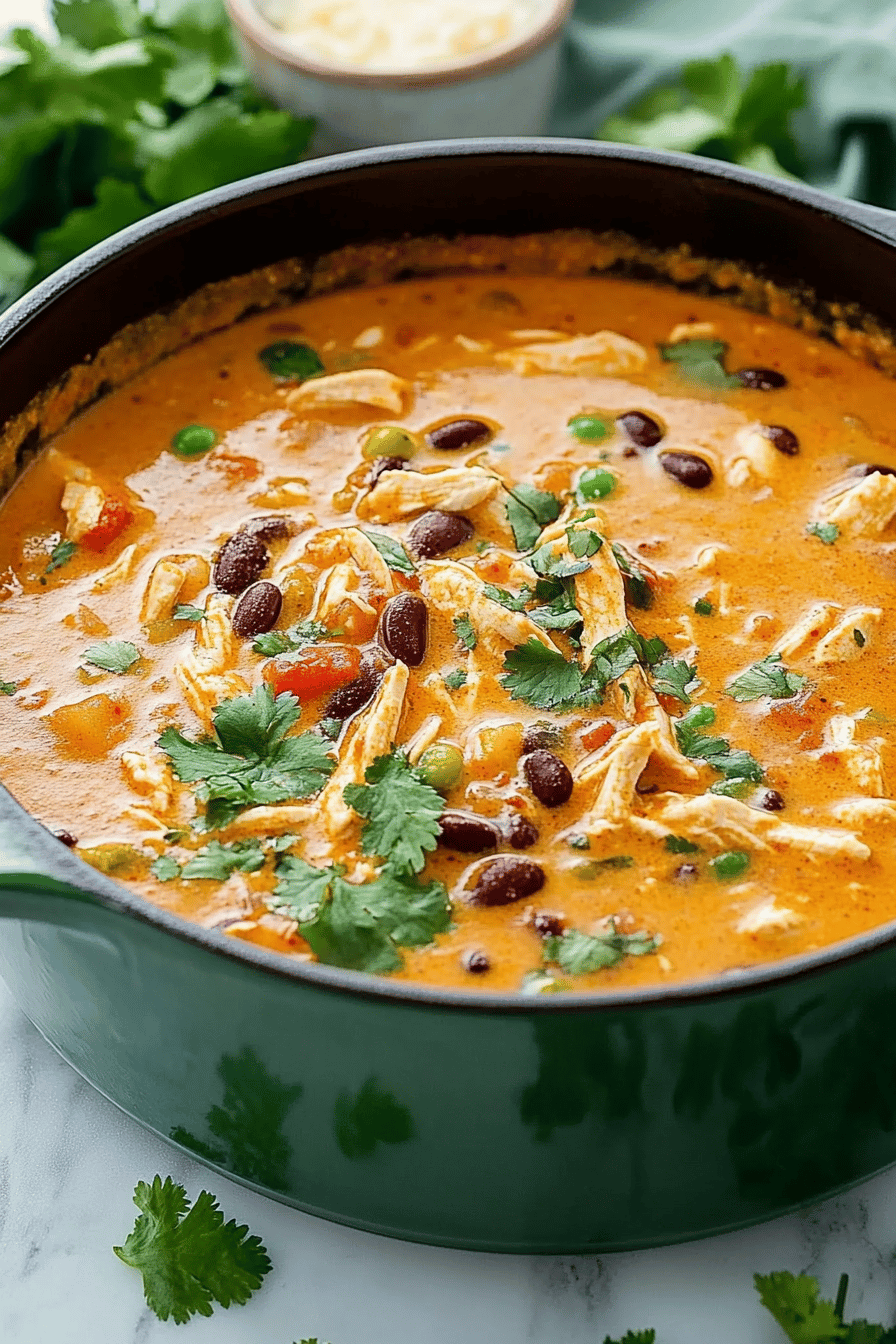 Chicken Enchilada Soup final dish beautifully presented and ready to serve