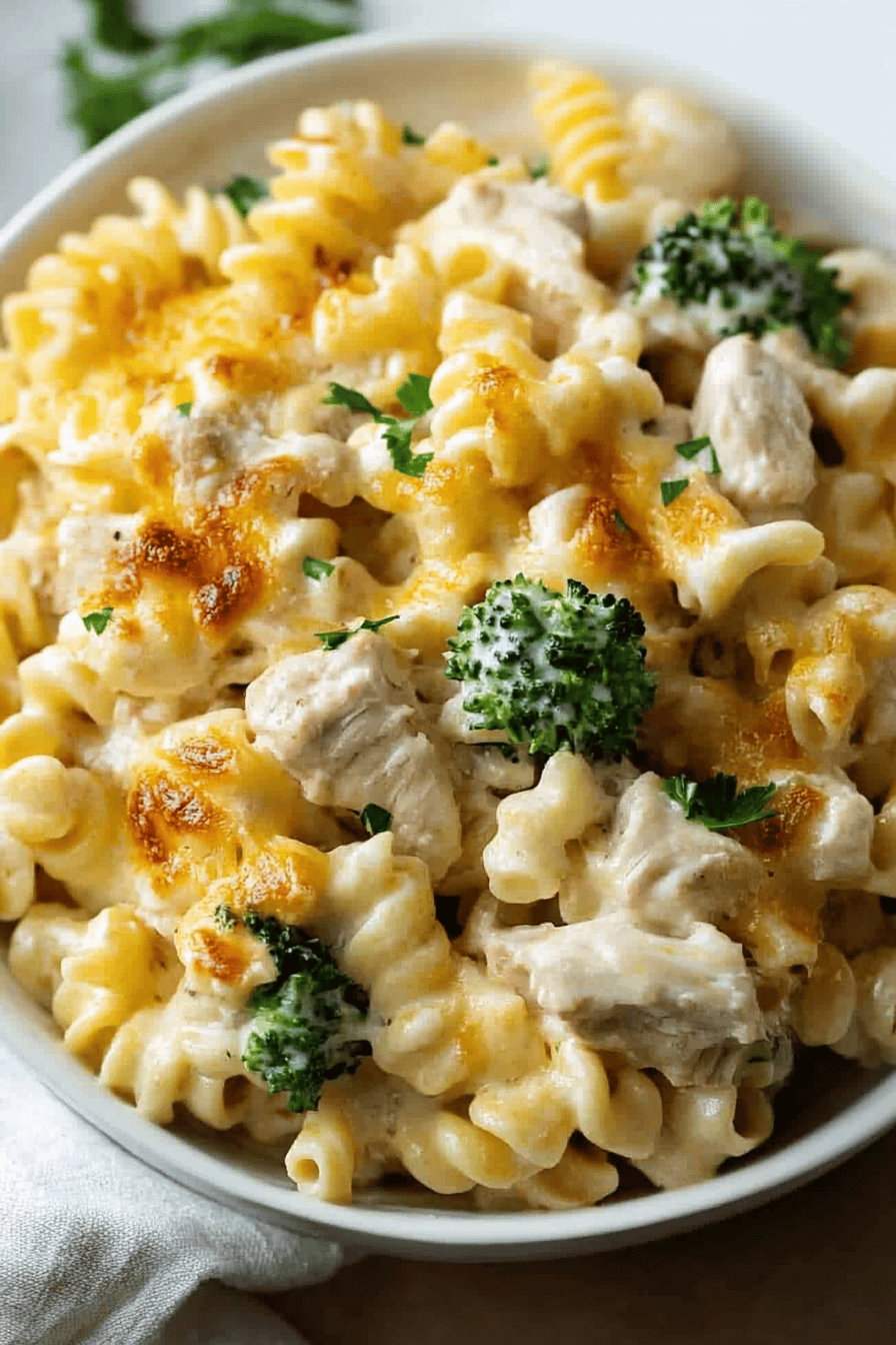 Chicken Noodle Casserole final dish beautifully presented and ready to serve