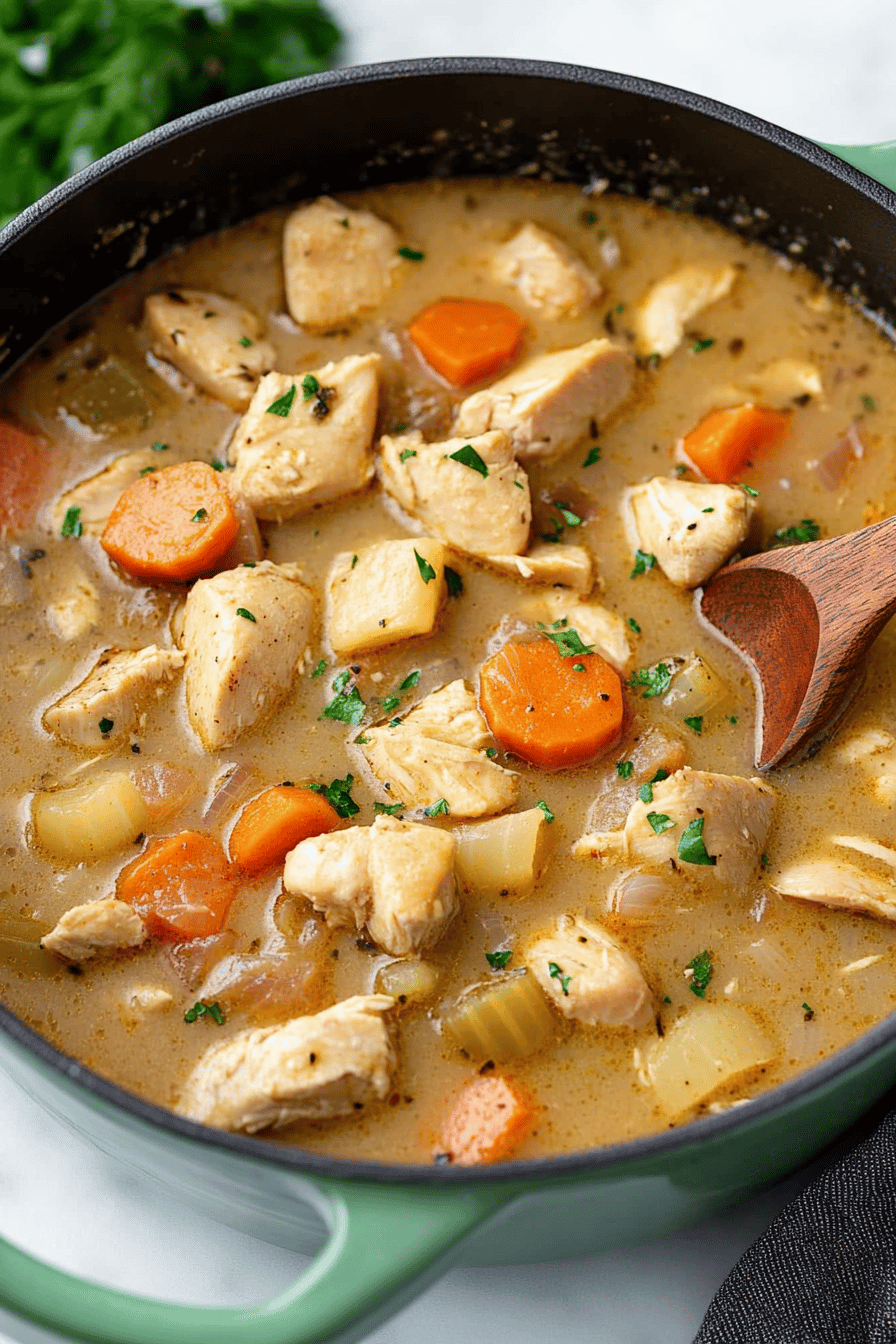 Chicken Stew Recipe ingredients organized and measured on kitchen counter