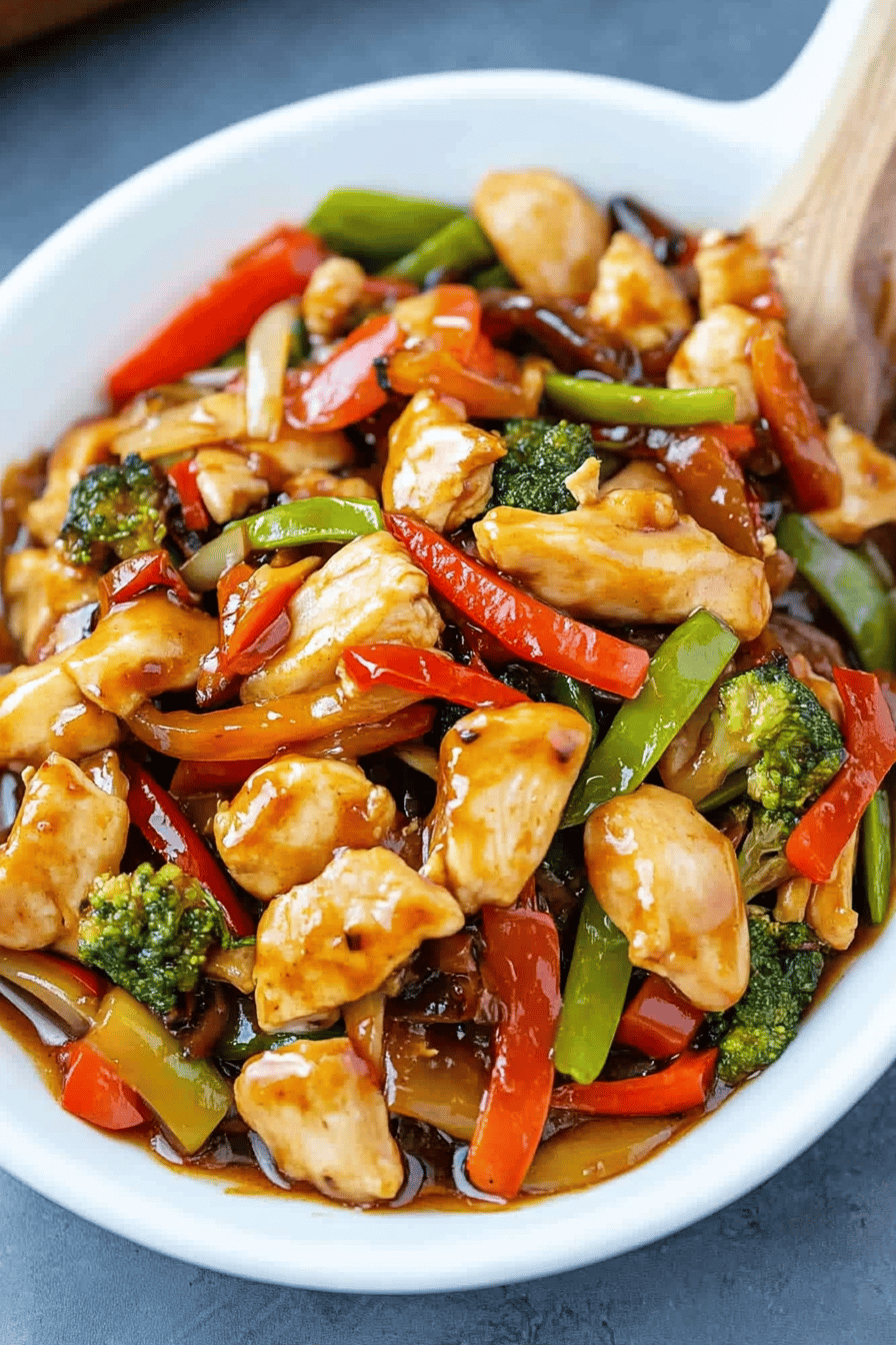 Chicken Stir-Fry ingredients organized and measured on kitchen counter
