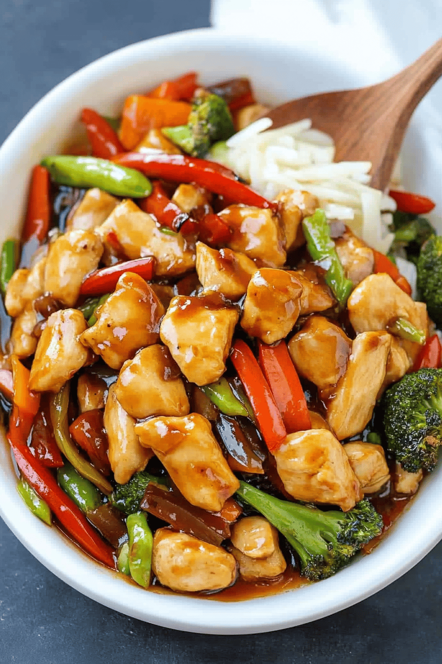 Chicken Stir-Fry slice on plate showing perfect texture and swirl pattern