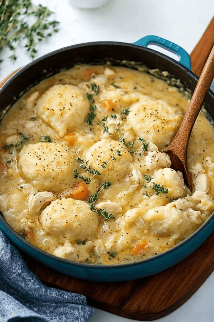 Chicken and Dumplings Recipe slice on plate showing perfect texture and swirl pattern