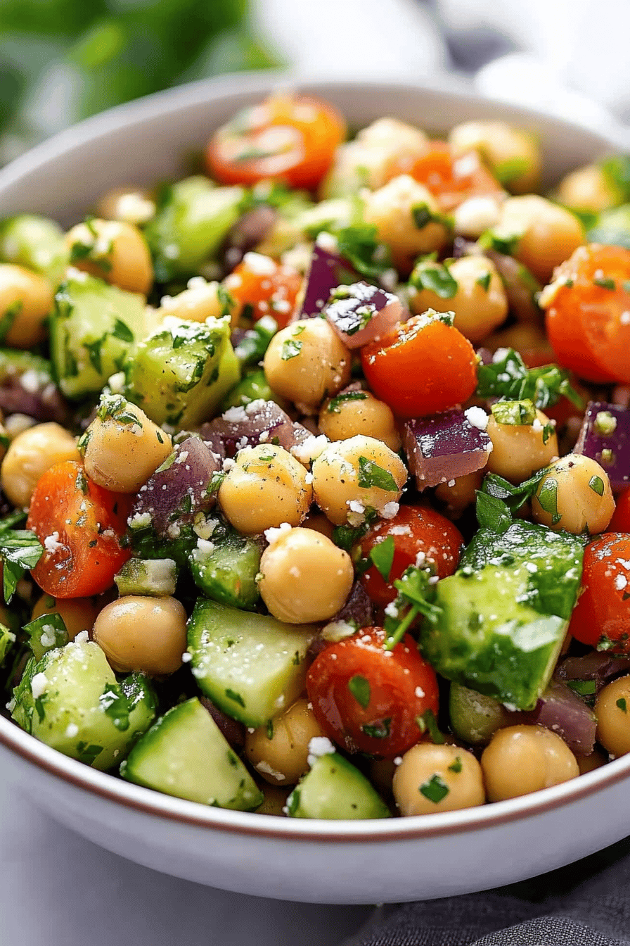 Chickpea Salad Recipe slice on plate showing perfect texture and swirl pattern
