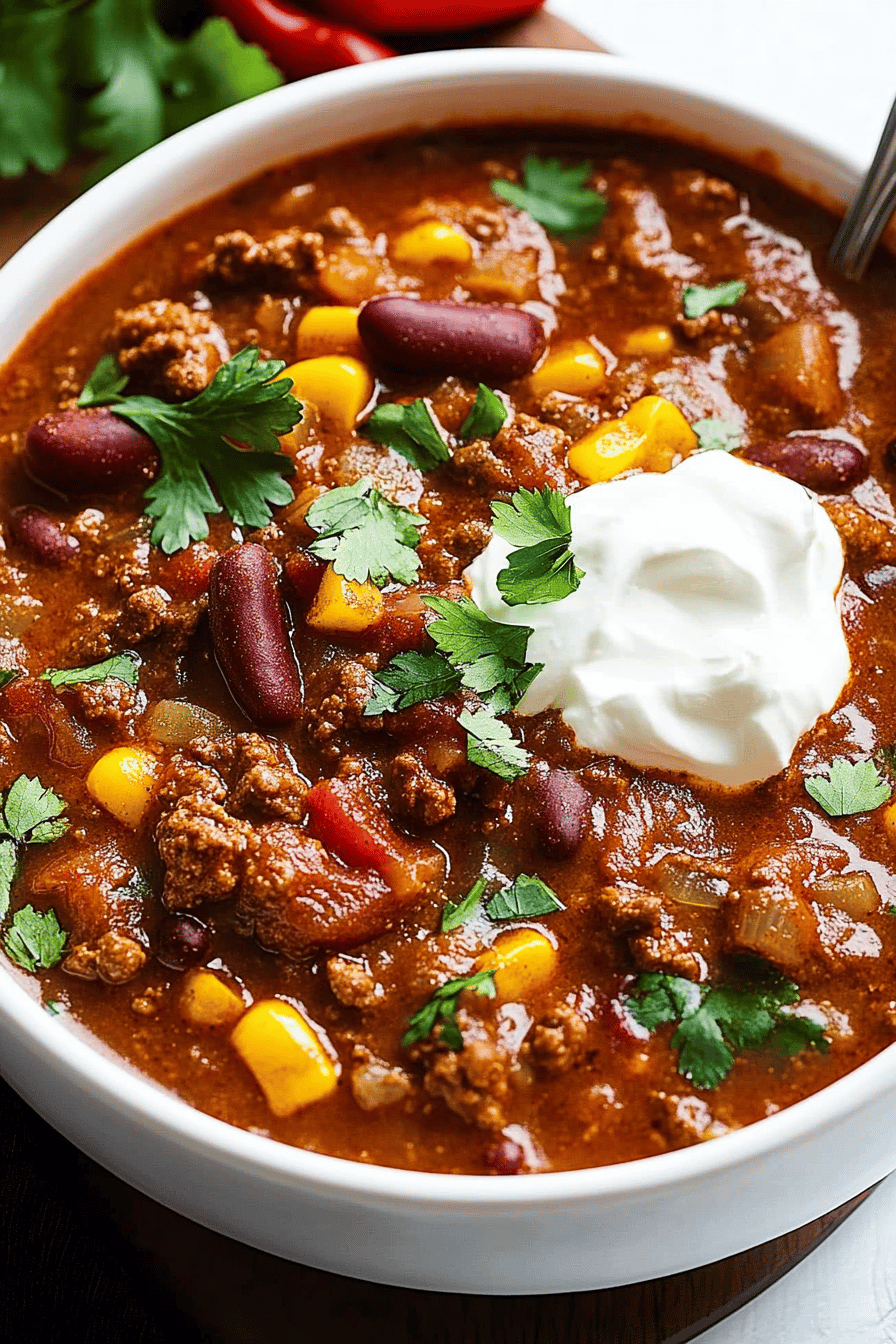 Chili Con Carne Recipe ingredients organized and measured on kitchen counter
