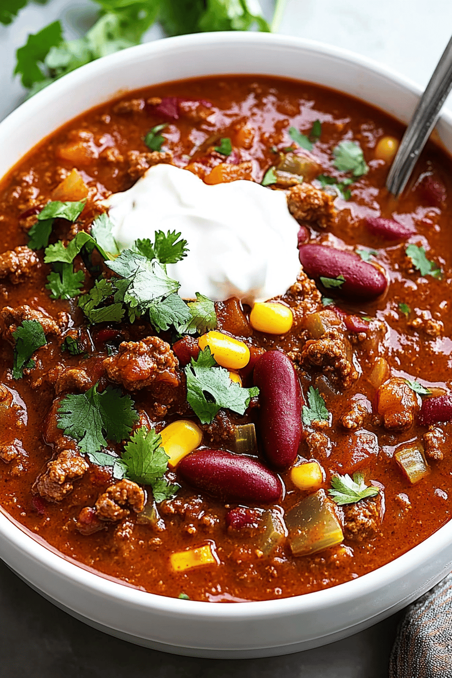 Chili Con Carne Recipe slice on plate showing perfect texture and swirl pattern