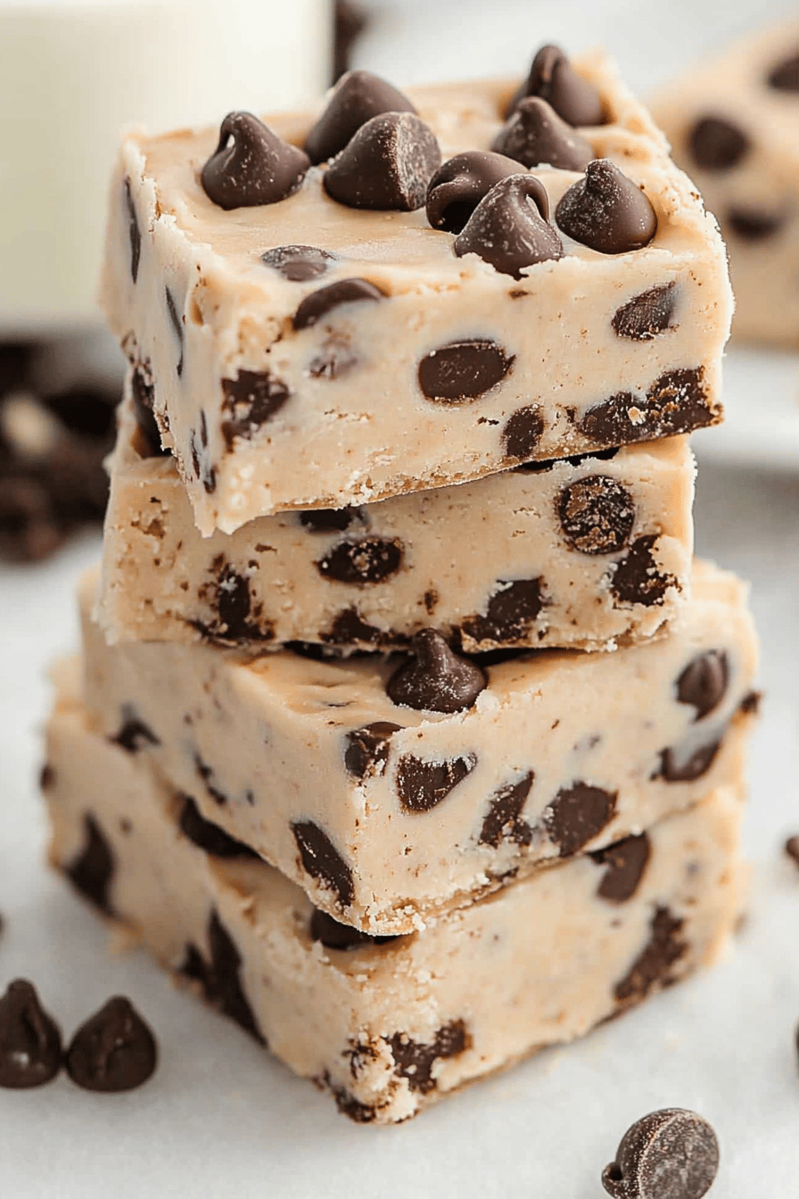 Chocolate Chip Cookie Dough Fudge final dish beautifully presented and ready to serve