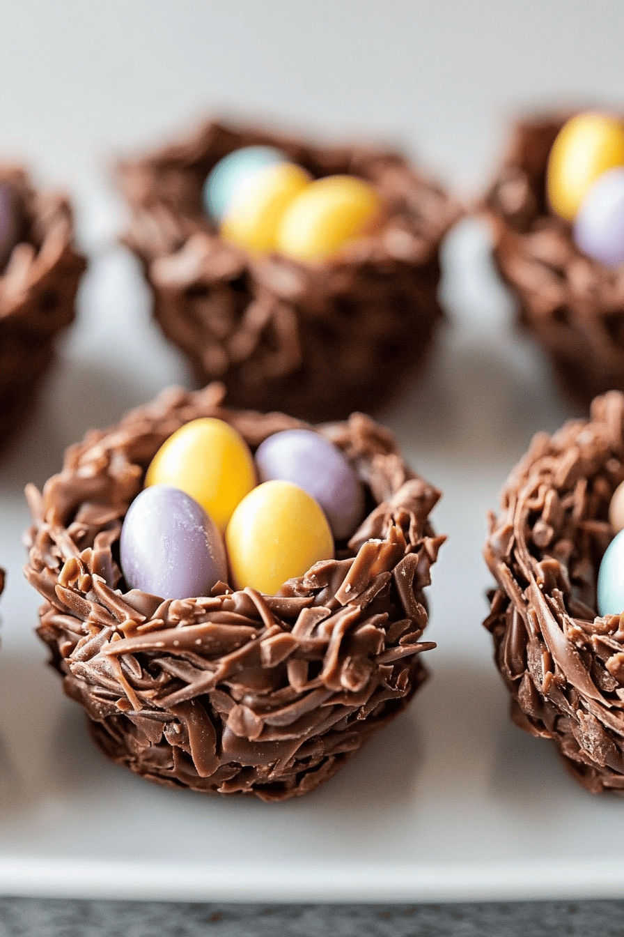 Chocolate Easter Birds Nests ingredients organized and measured on kitchen counter