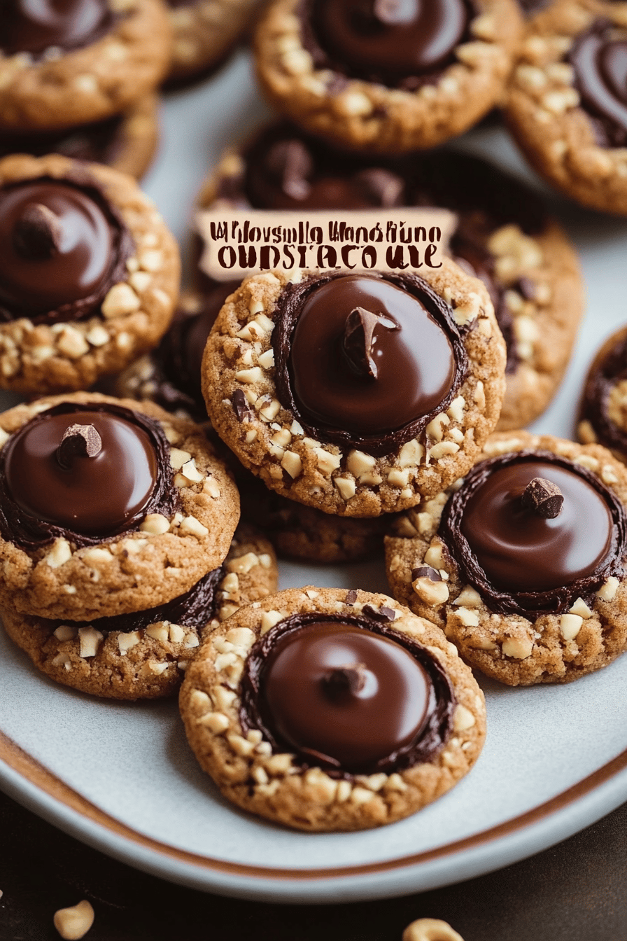 Chocolate Hazelnut Thumbprint Cookies slice on plate showing perfect texture and swirl pattern