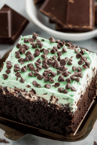 Chocolate Mint Poke Cake