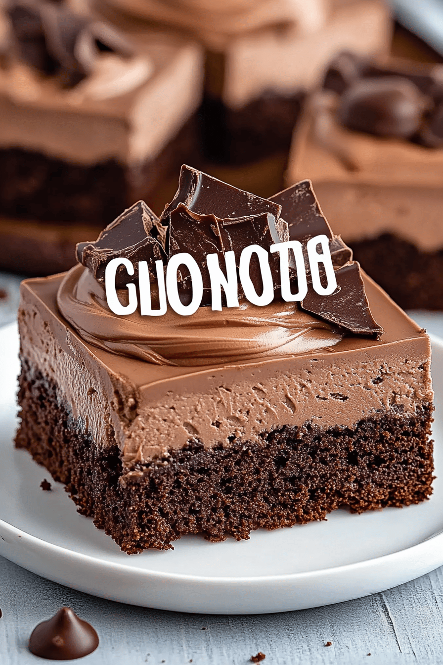Chocolate Mousse Brownies final dish beautifully presented and ready to serve