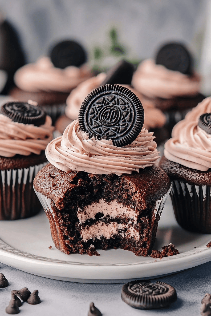 Chocolate Oreo Cupcakes ingredients organized and measured on kitchen counter