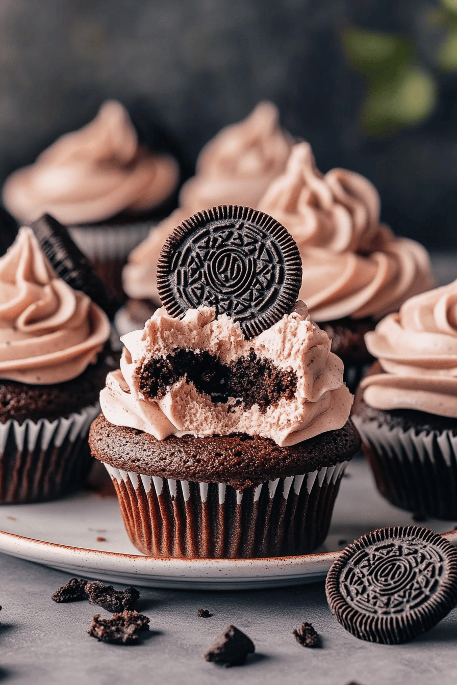 Chocolate Oreo Cupcakes final dish beautifully presented and ready to serve