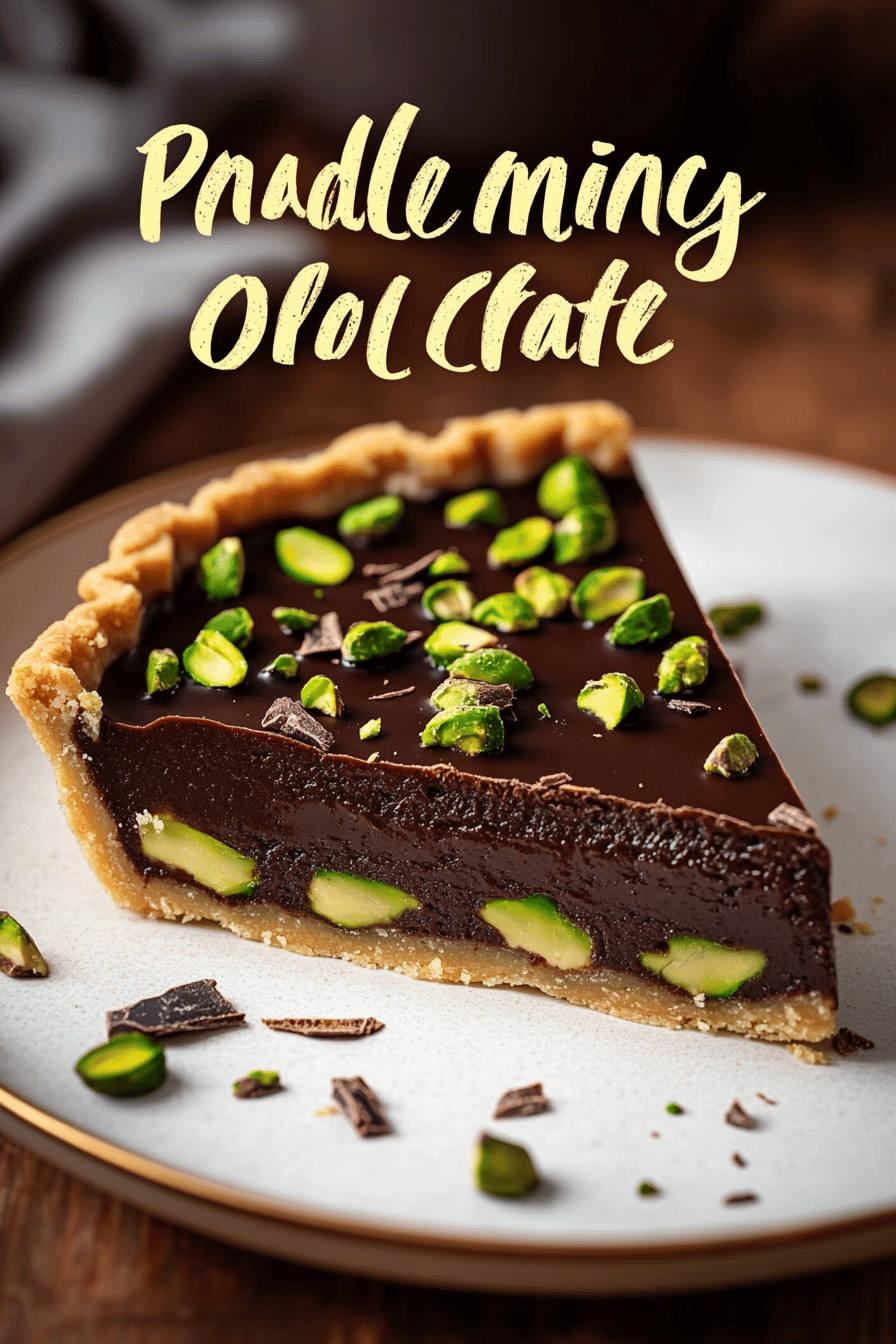 Chocolate Pistachio Tart final dish beautifully presented and ready to serve