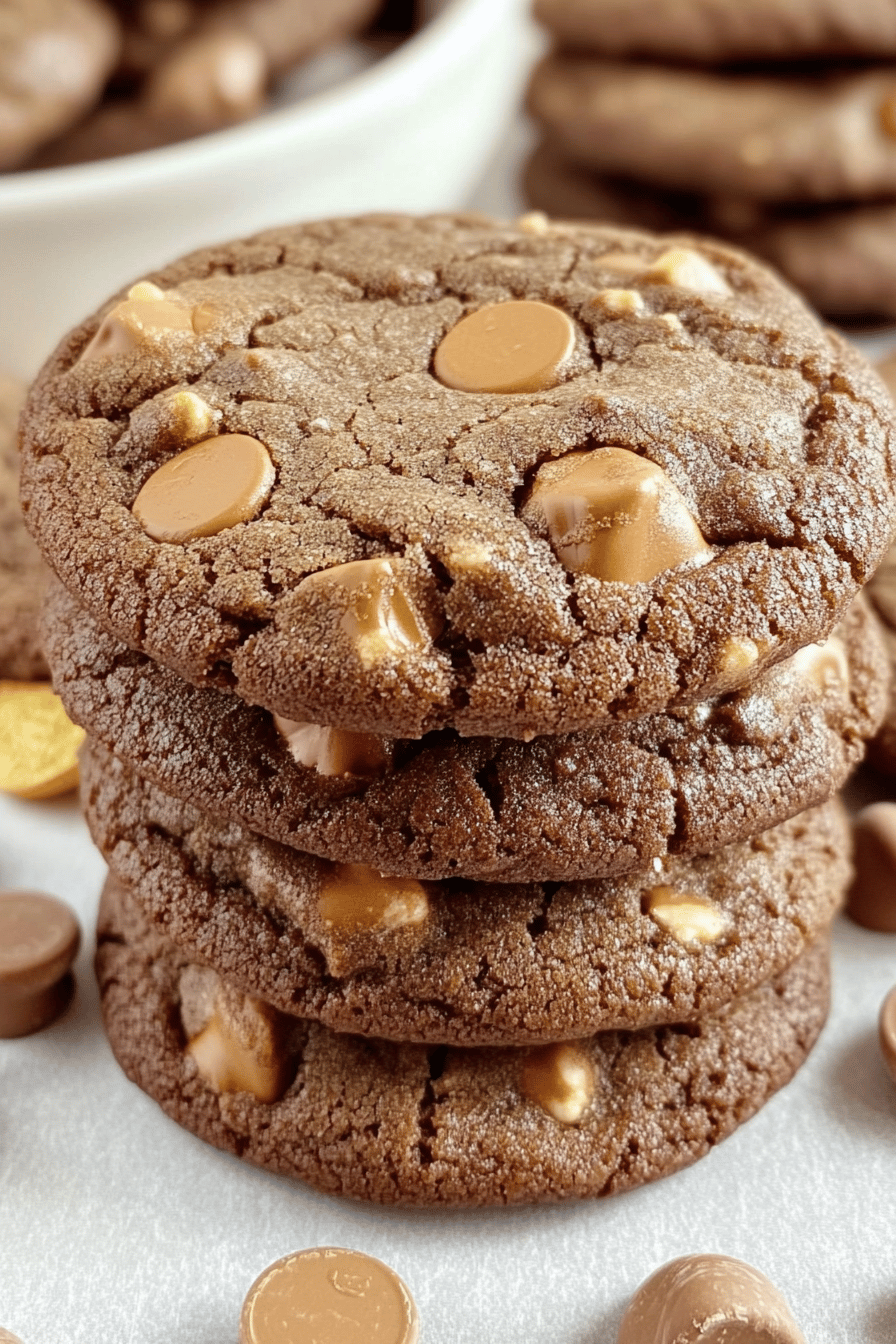 Chocolate Reese's Cookies ingredients organized and measured on kitchen counter