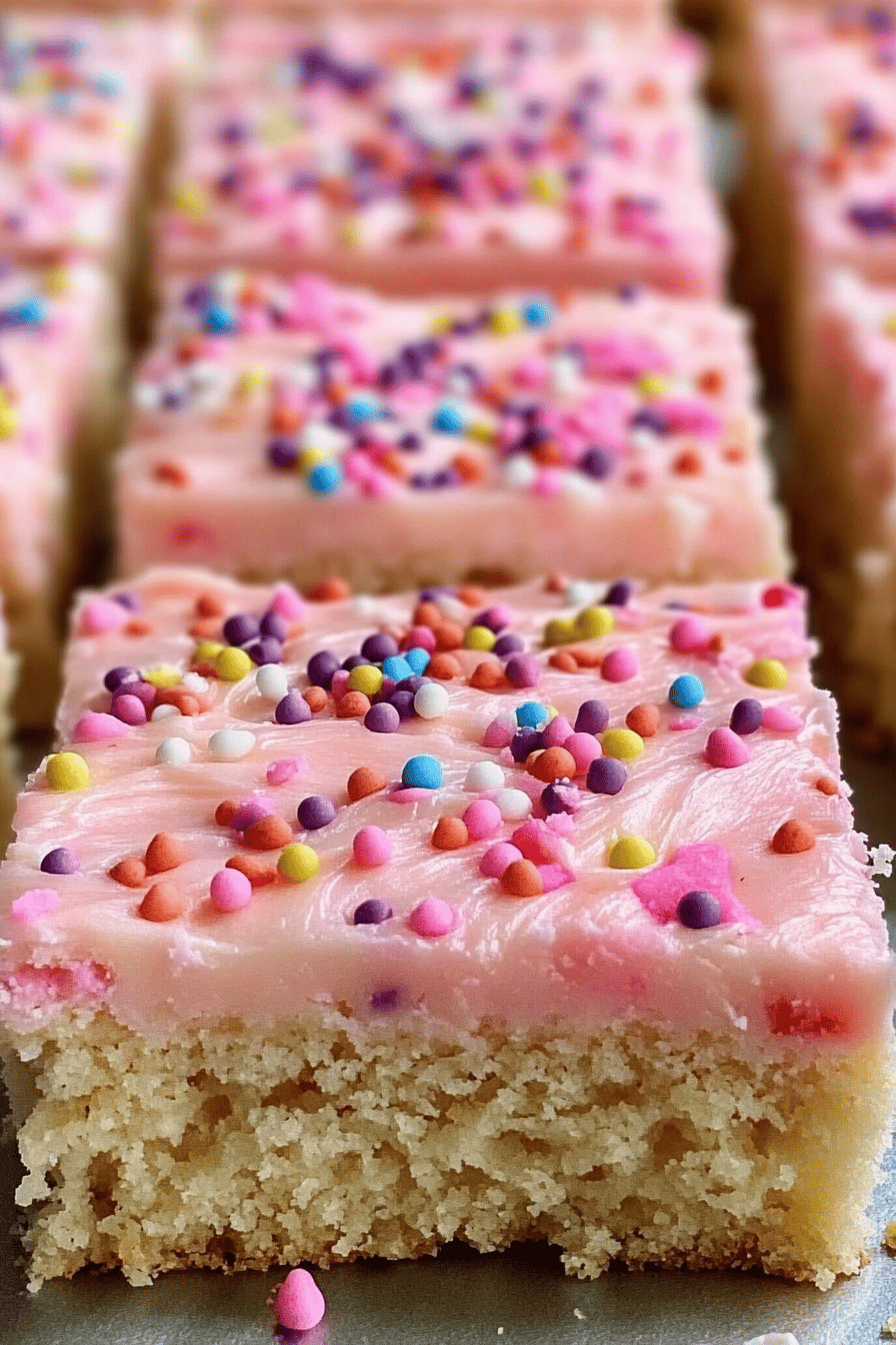 Cookie Sheet Sugar Cookie Bars slice on plate showing perfect texture and swirl pattern
