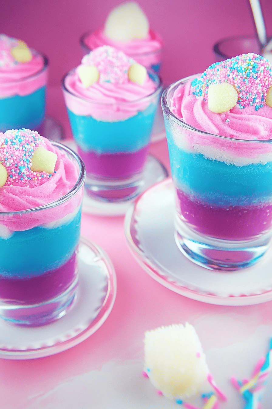 Cotton Candy Jello Shots final dish beautifully presented and ready to serve