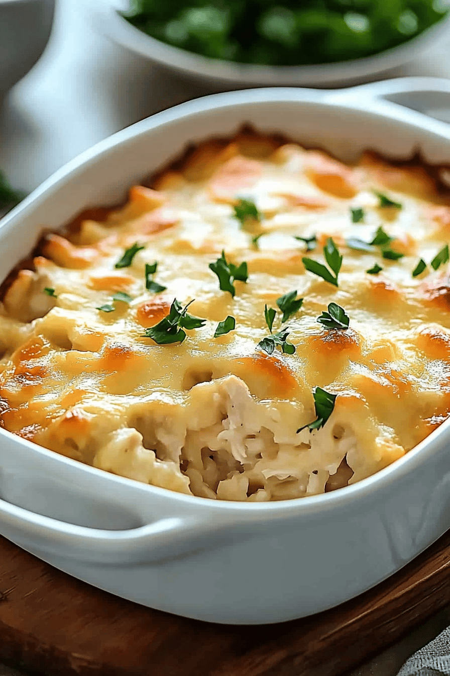 Creamy Chicken Rice Casserole final dish beautifully presented and ready to serve