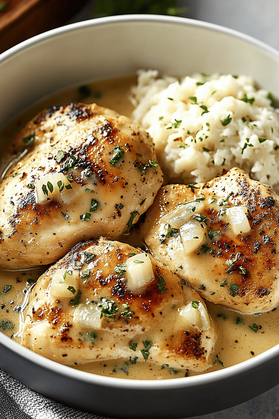 Creamy Garlic Chicken final dish beautifully presented and ready to serve