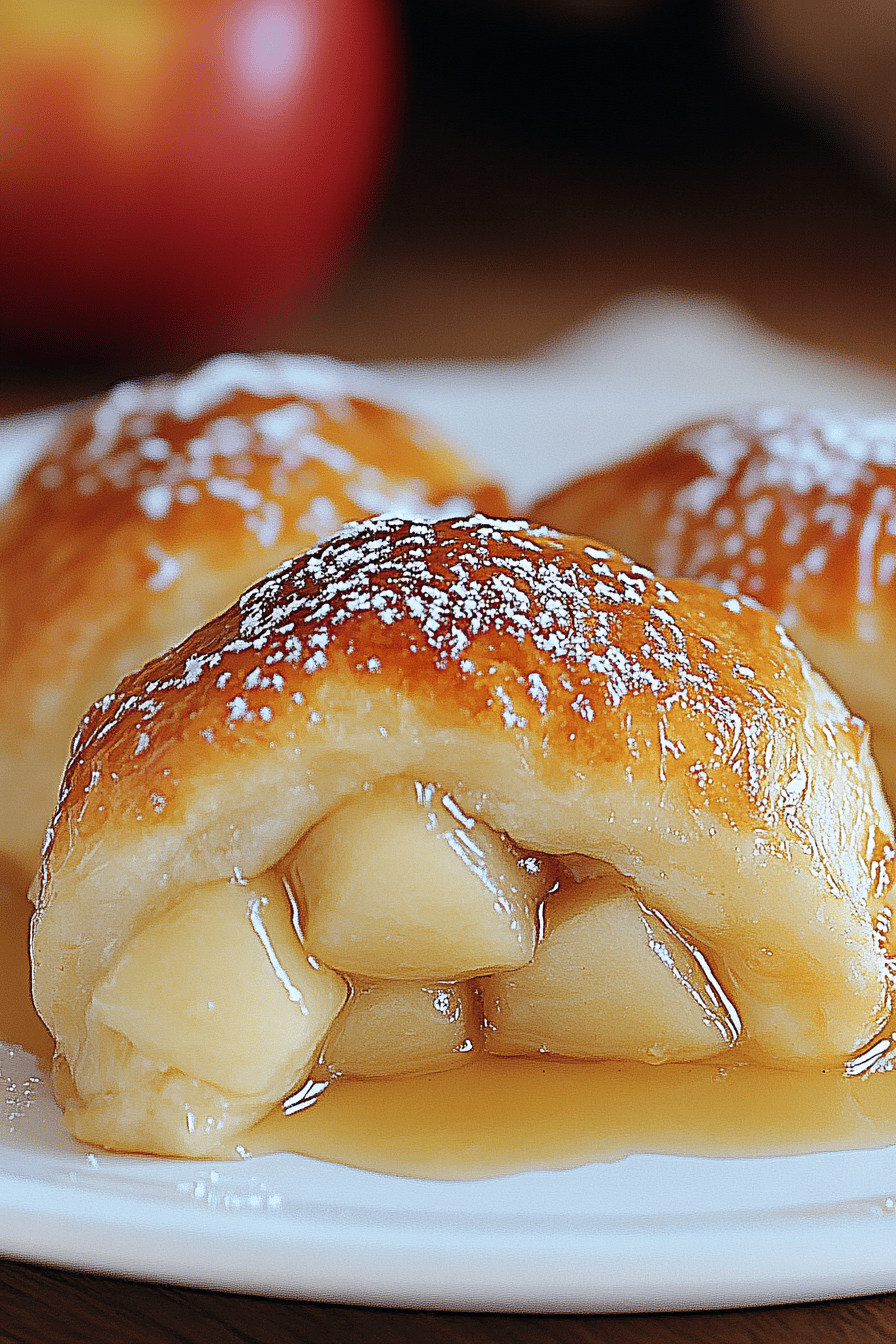 Crescent Roll Apple Dumplings final dish beautifully presented and ready to serve