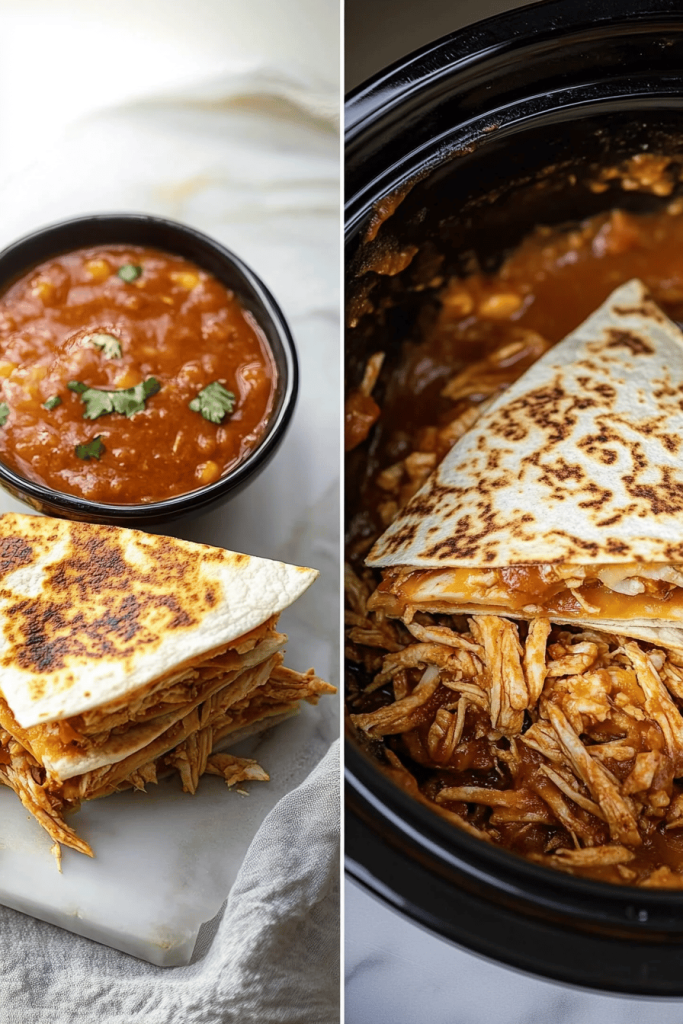 Crockpot Queso Chicken Quesadillas